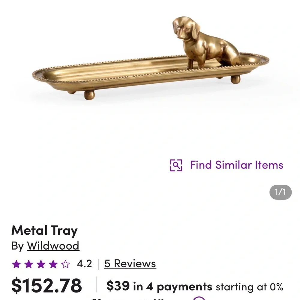 Dachshund Gold Tray “Colonel Coin Tray” by Wildwood